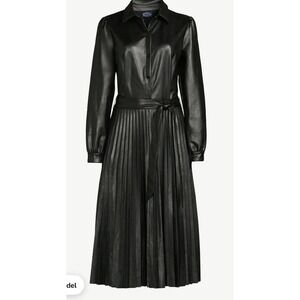 Black Leather Midi Dress,no Belt